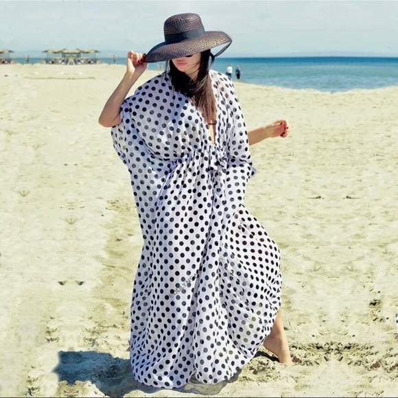 Other - Elegant Polka Dot Swimsuit Coverup Dress